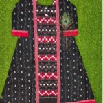 SAMBALPURI ANARKALI KURTI-BLACK & WHITE